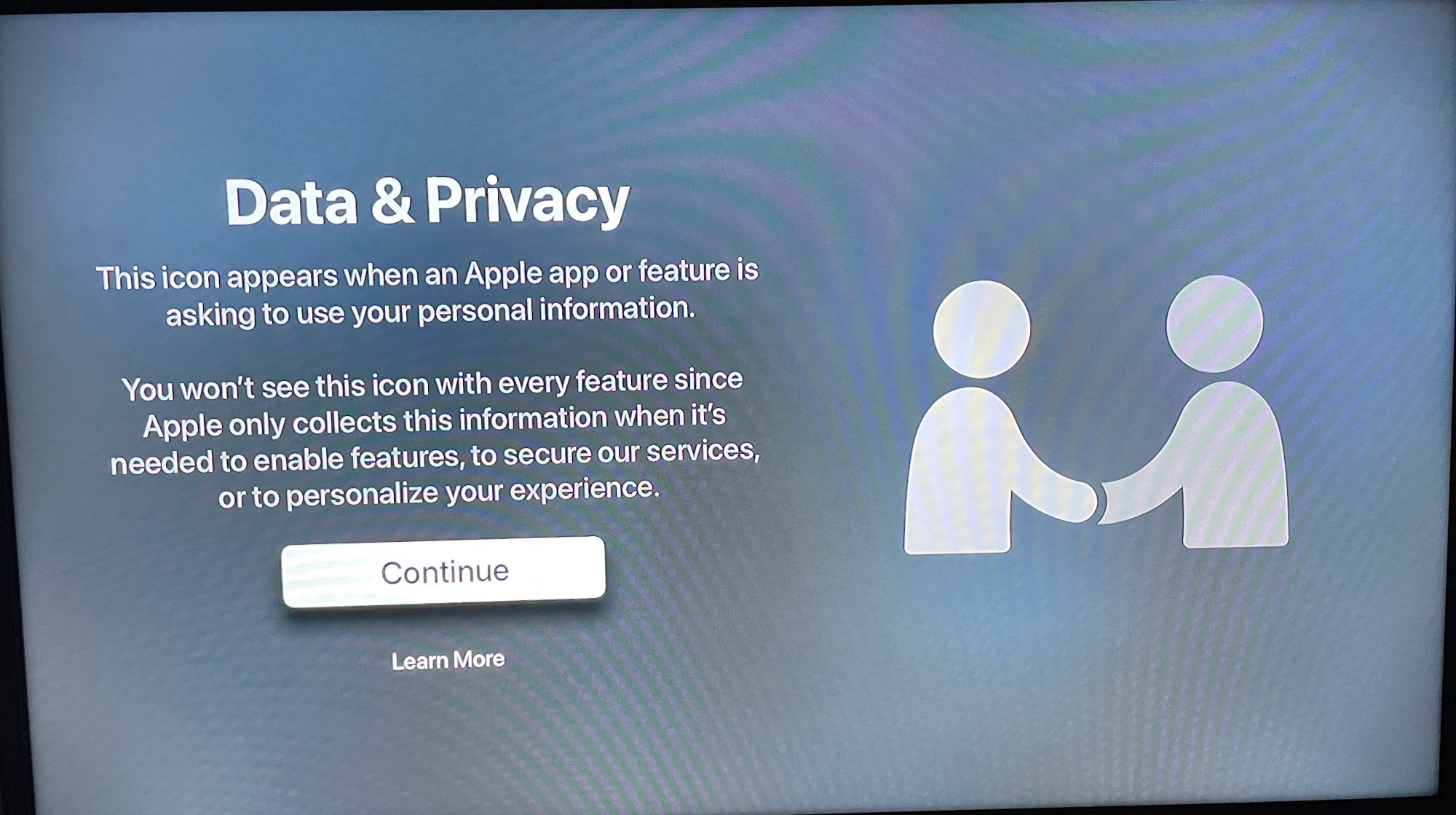 Image of Apple TV's data and privacy screen