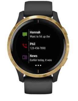 Black and gold Garmin smart watch