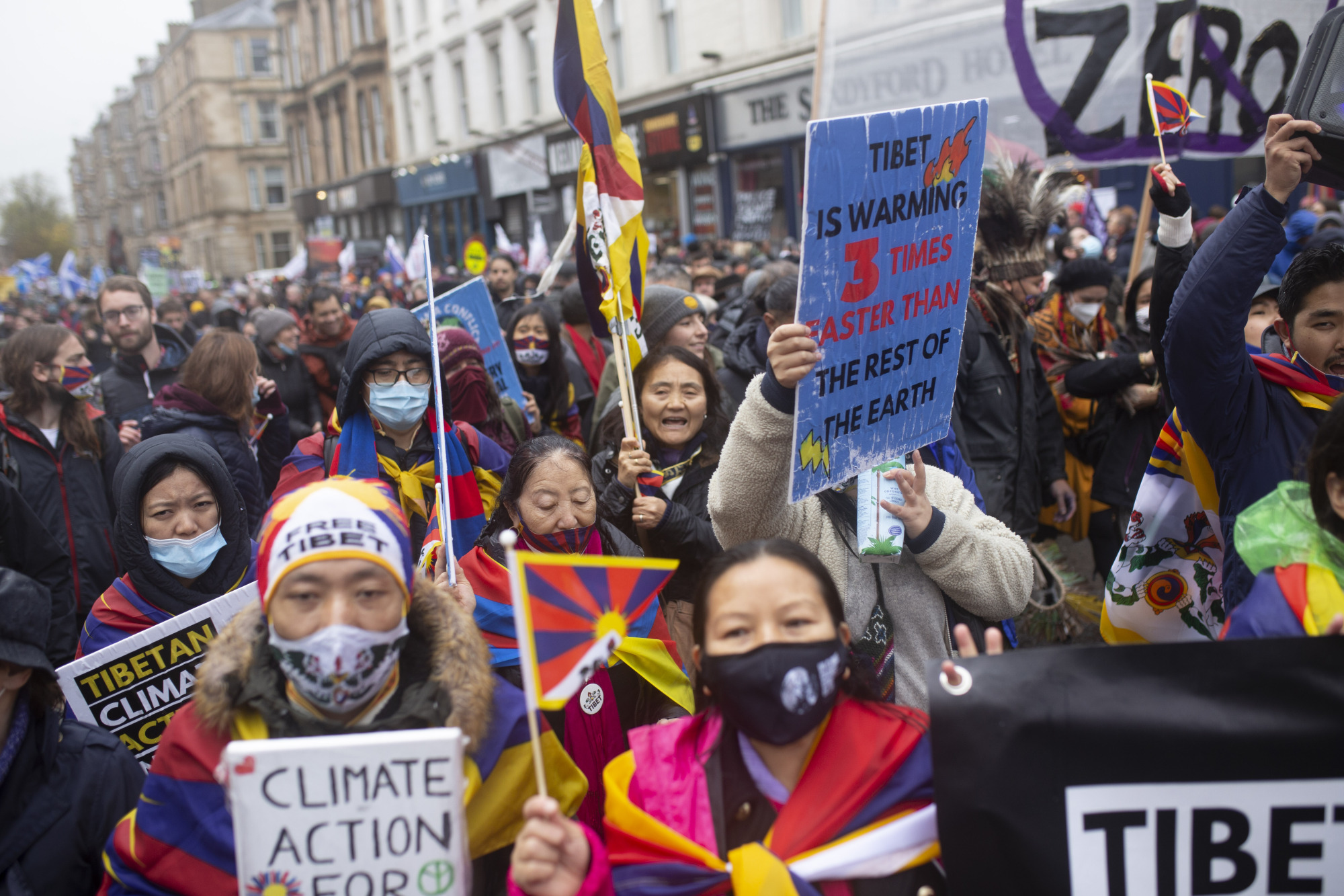 Tibetan climate demonstrators in Glasgow.