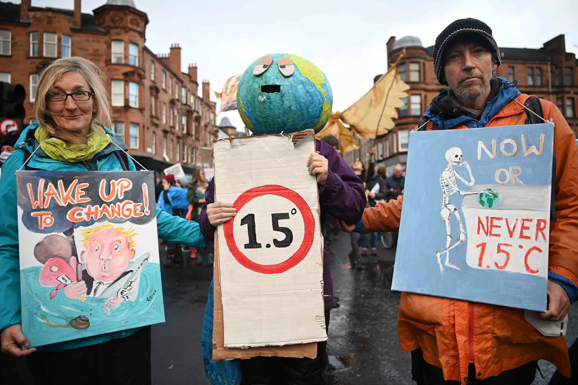 Signs displayed motivations and various calls to action in Glasgow.
