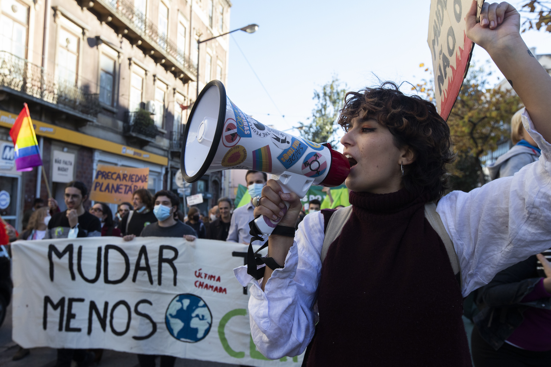 Climate activists protest in Lisbon, Portugal.