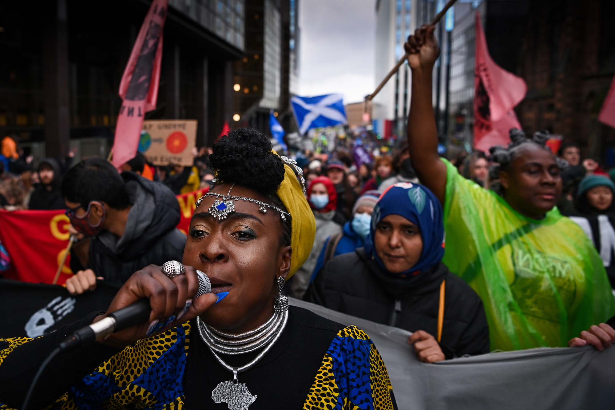 Climate protesters gather in Glasgow.