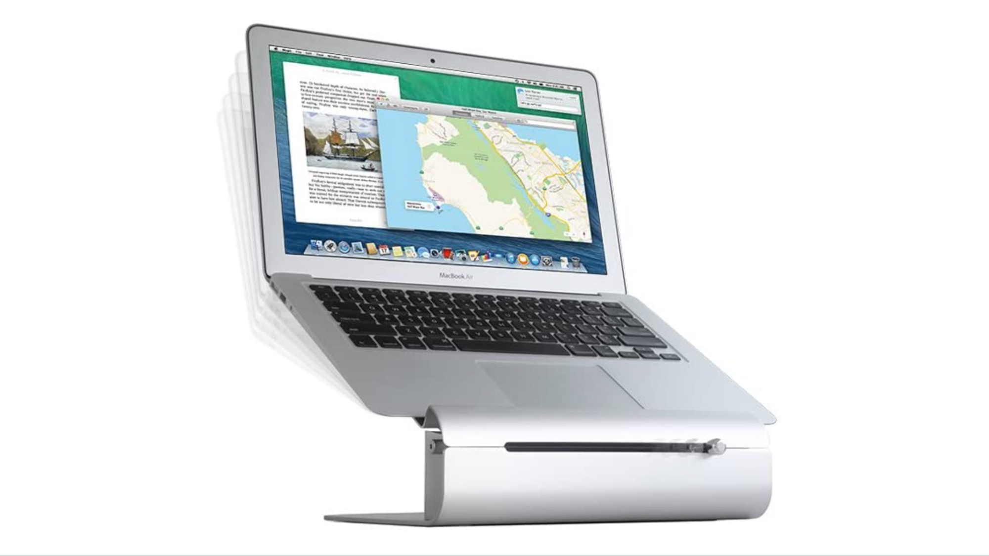 Macbook Air on a laptop stand