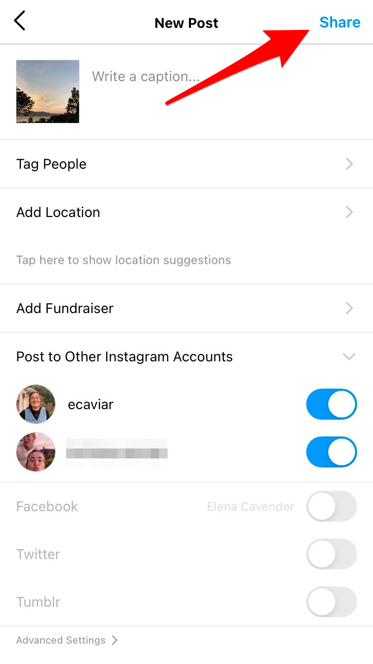 Screenshot of the share step.