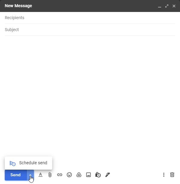 A screenshot of an empty Gmail window.