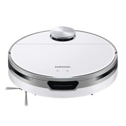 White and silver robot vacuum