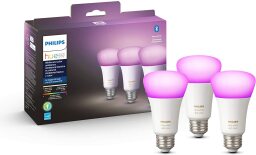 three smart bulbs and their packaging