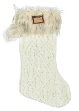 Holiday Time Classic Cable Knit with Faux Leopard Fur Cuff 20-inch Stocking ($9.98)