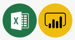 Microsoft Excel and Power BI logos.