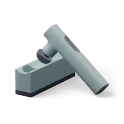 Dusty blue massage gun with stand