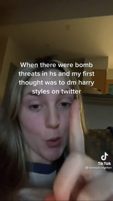 Screenshot of the bomb threat example of this trend.