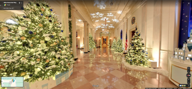 A Google Maps view of the Christmas trees lining the hall.