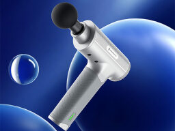 TaoTronics Deep Tissue Percussion Muscle Massager with IC Chip Control on a blue background.