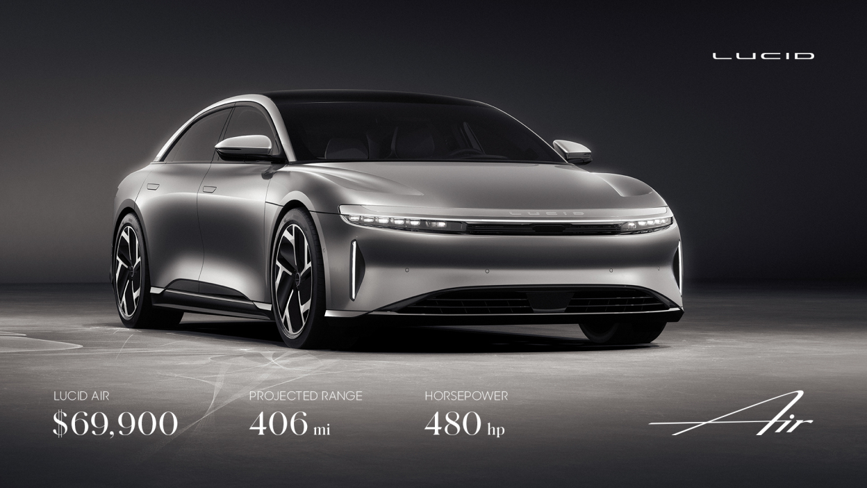 A silver car faces forward.