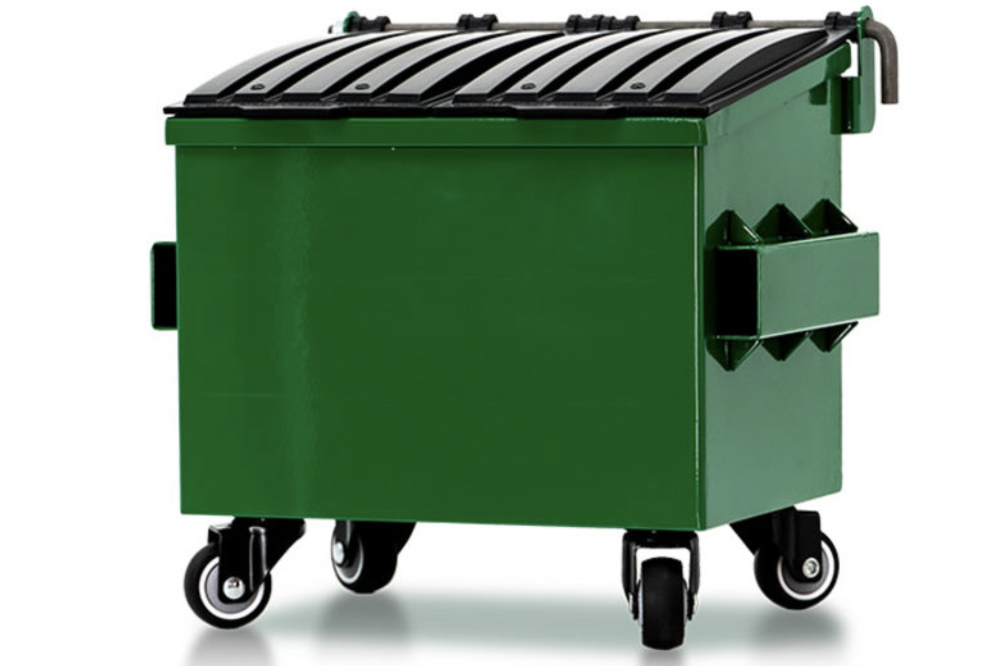 green miniature Dumpster