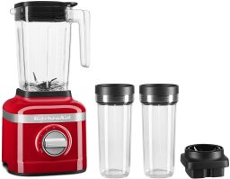 Red blender with two personal cups