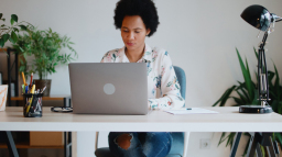 woman sitting at desk