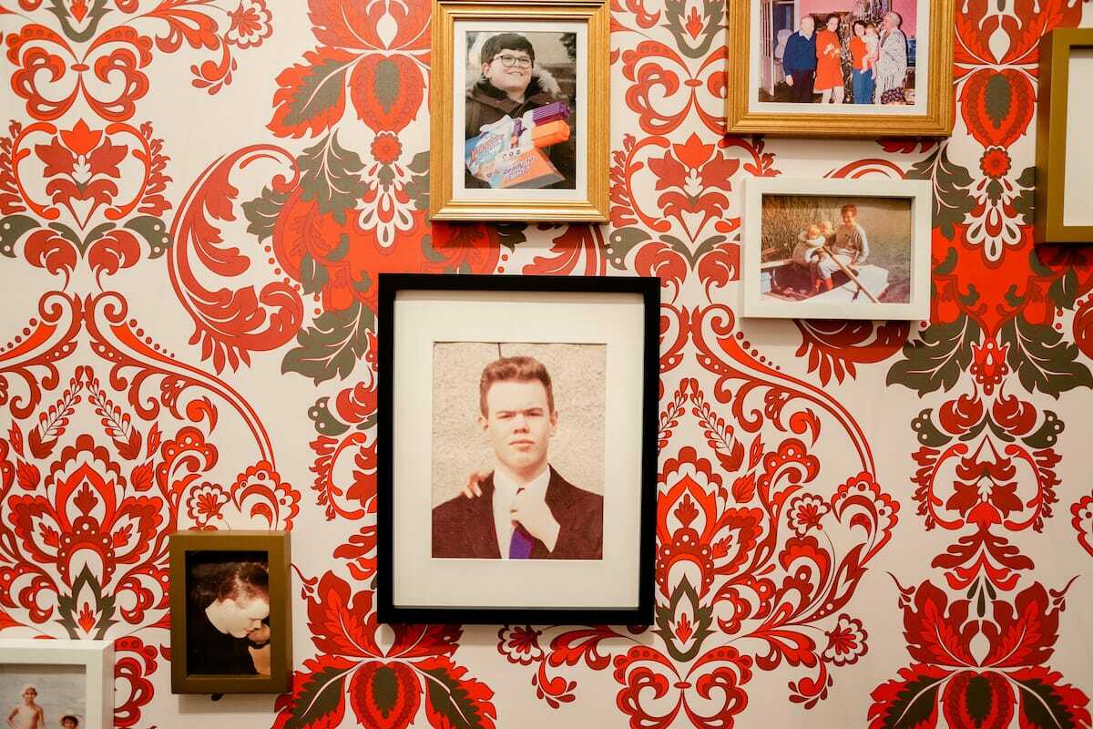 The photo wall in the Home Alone AirBnb. 