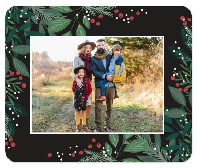 family photo on a decorative Christmas mousepad