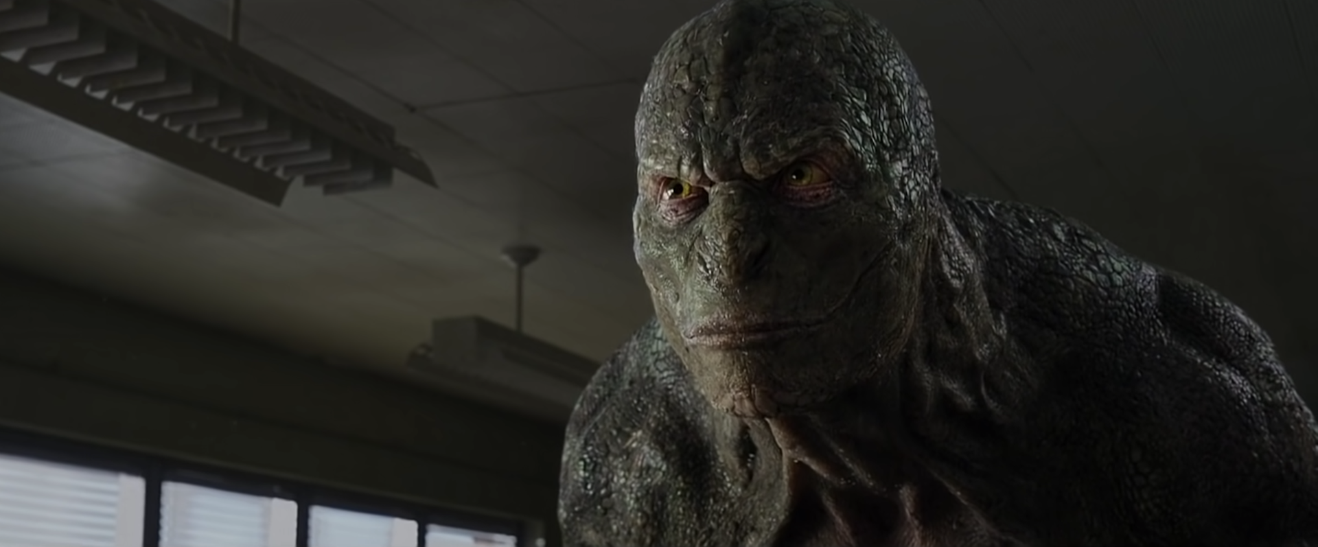 The giant Lizard leering at Spider-Man in "The Amazing Spider-Man."