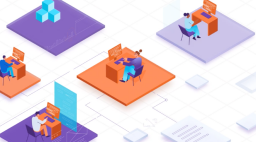 cartoon depiction of office coworking space 