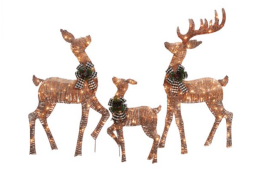 Holiday Time Set of 3 Light-up Rattan-Look Deer Family ($69)