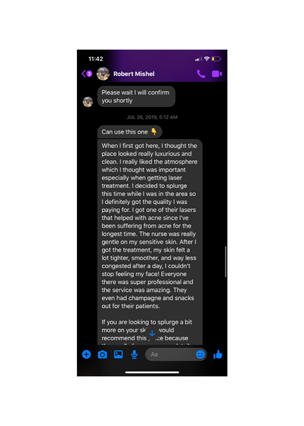 The sample text Phan received to write a fake review.