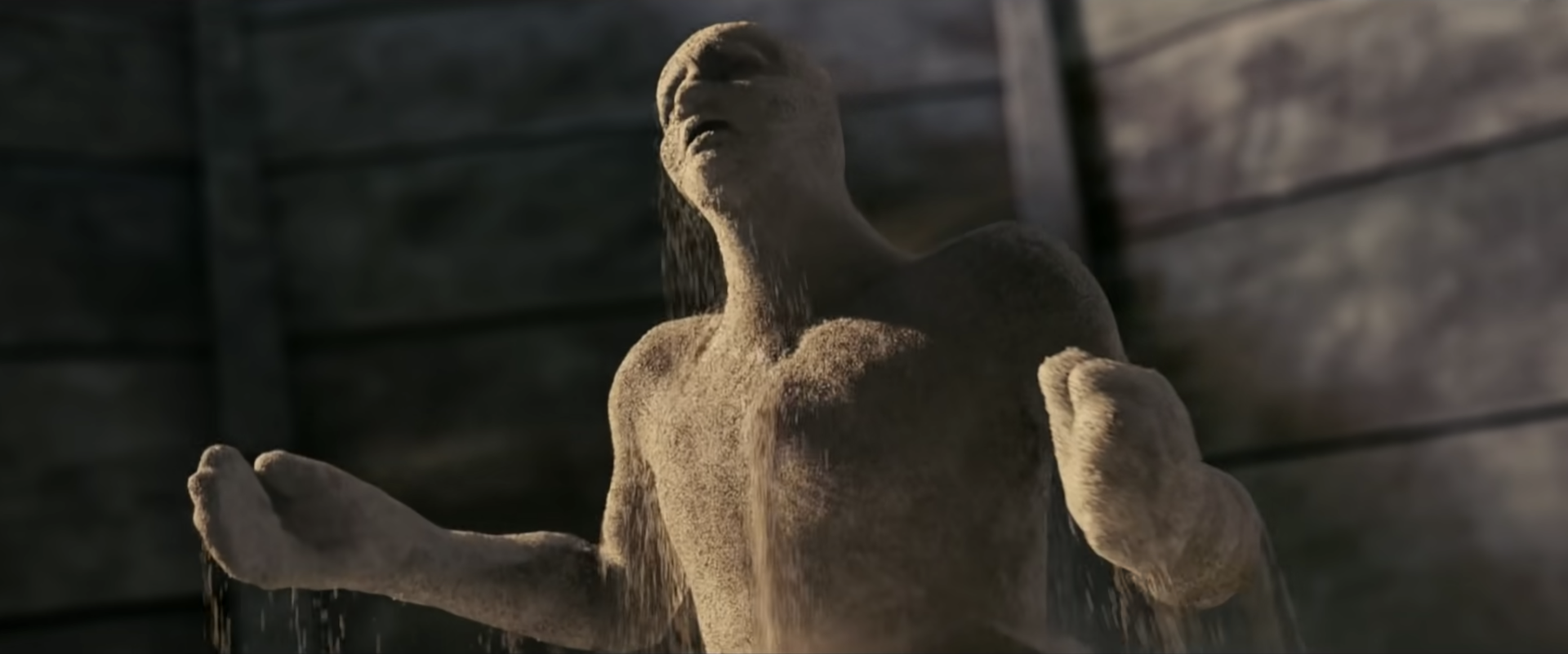 Sandman forming out of a pile of sand in "Spider-Man 3."