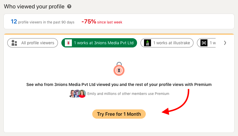 Profile views on LinkedIn free version