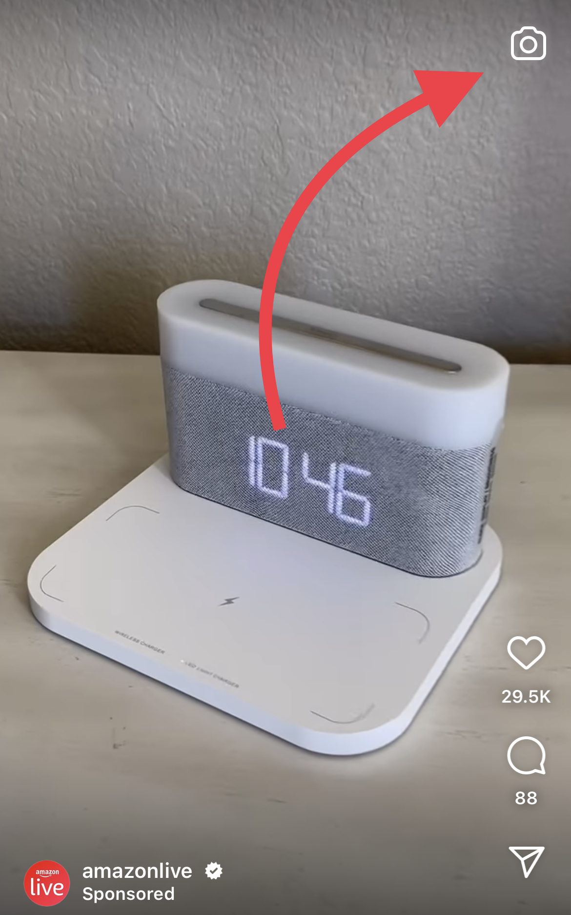 Tap the camera icon in the top right corner