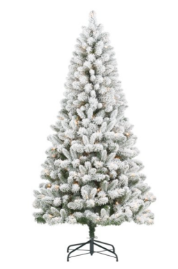 Holiday Time 6.5-ft Pre-Lit Flocked Frisco Pine Christmas Tree ($69)