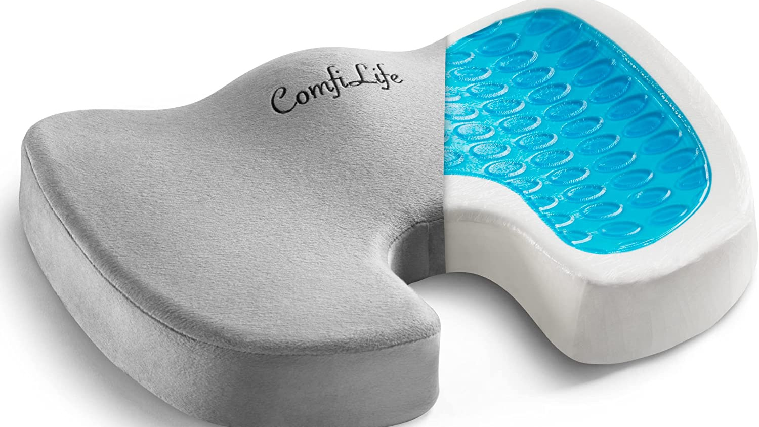 Orthopedic cushion shows gel slash memory foam interior
