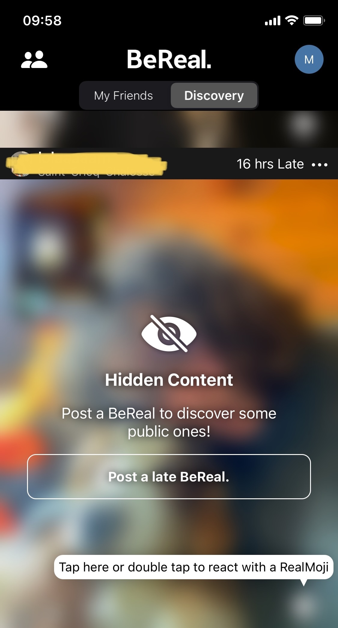 A screenshot of the Discover tab on the app, where you can see public posts.