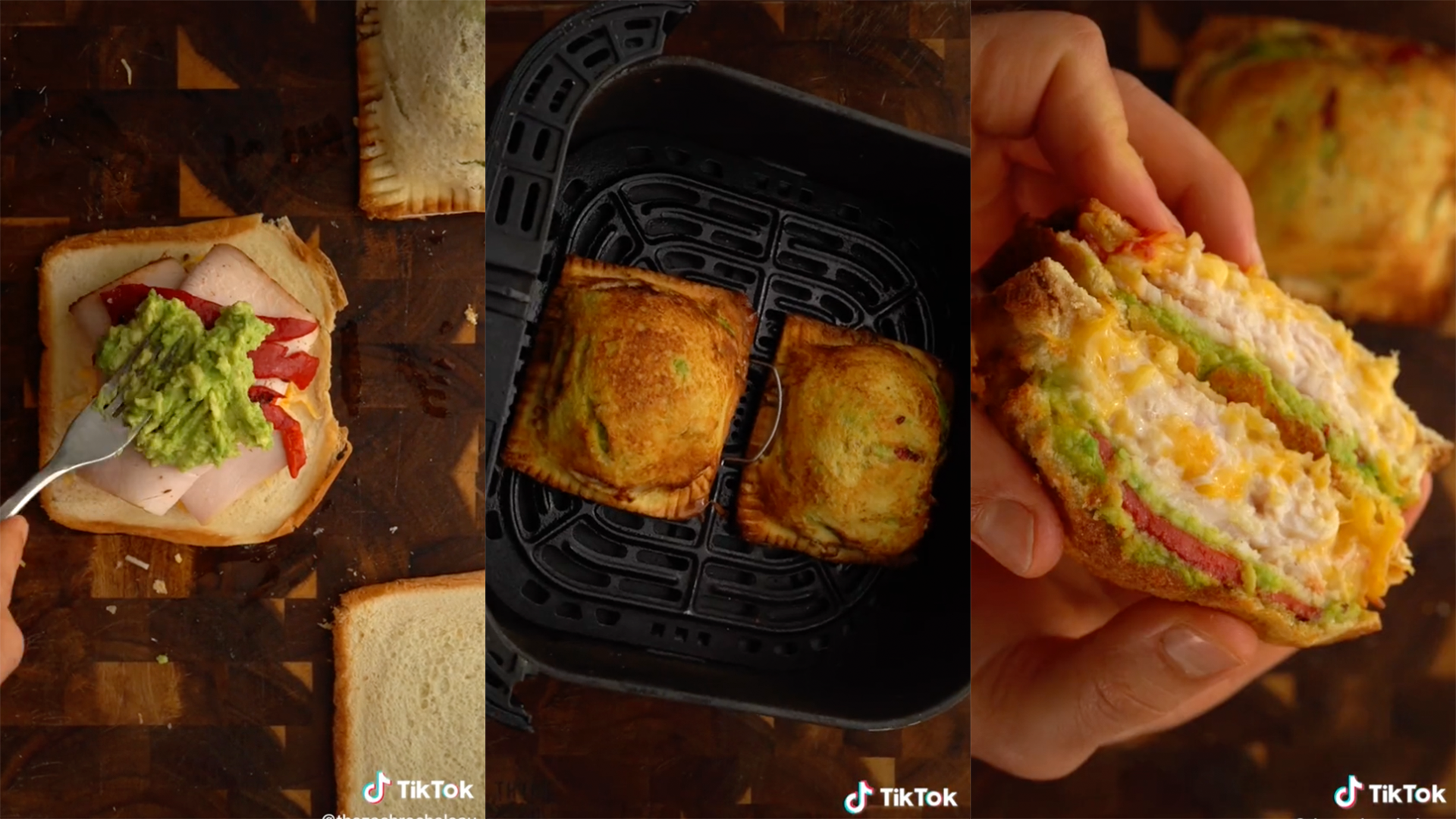 homemade hot pocket in different stages of being cooked