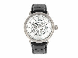 Silver watch with black strap