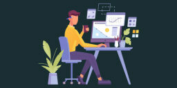Drawing of man at desk