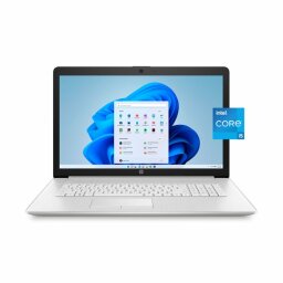 HP 17 laptop on a white background.