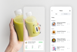 Image of app screen scanning green juice barcode to show nutrition information