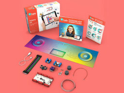 DIY Coding Kit for Ages 9 to 12 on a pink background.