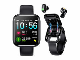 Interepro Smartwatch with Bluetooth Earbuds on a white background.