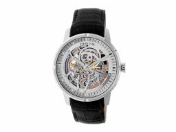 Silver and gold watch face with black strap