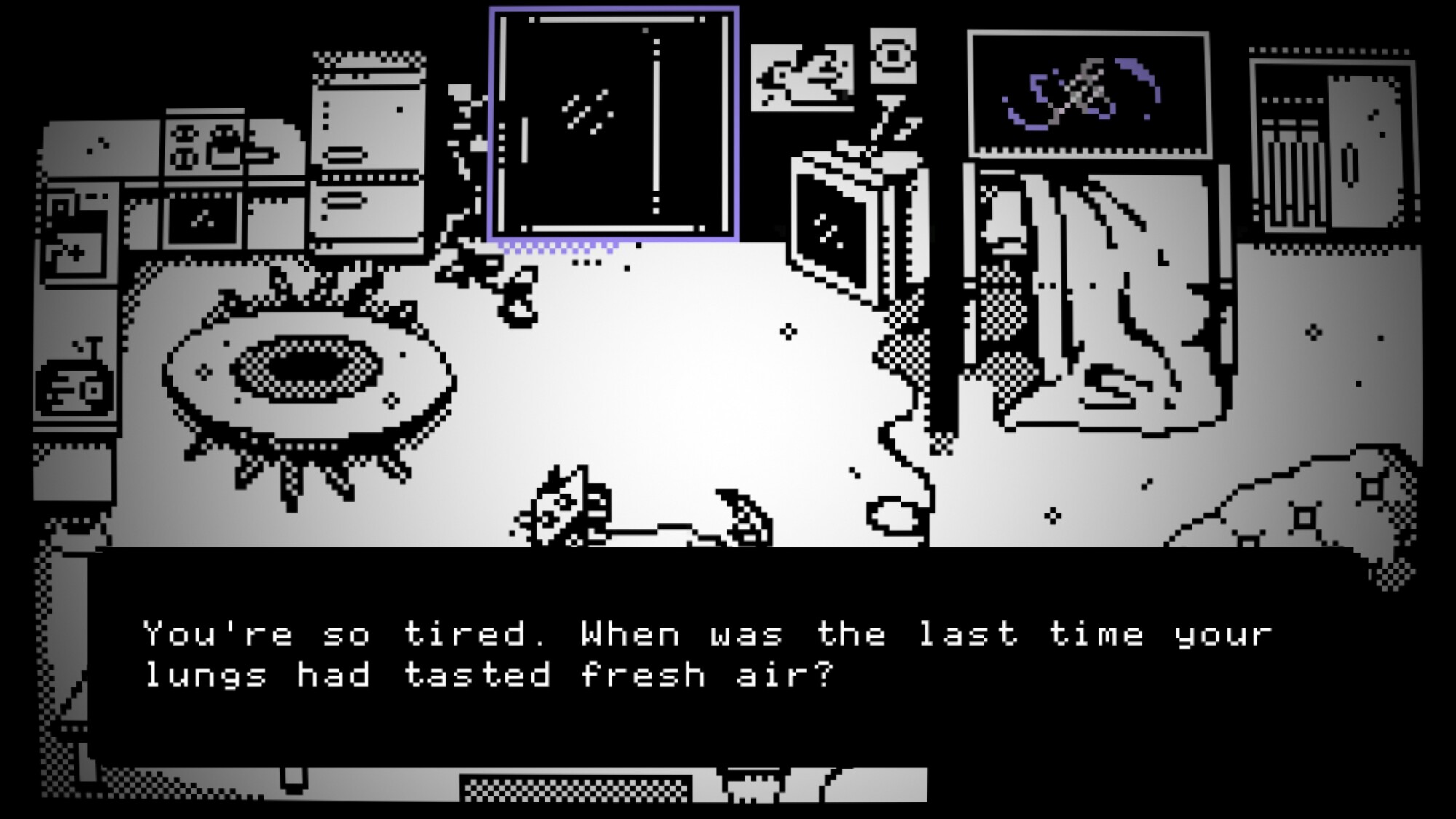 You Will (Not) Remain's protagonist in their apartment.
