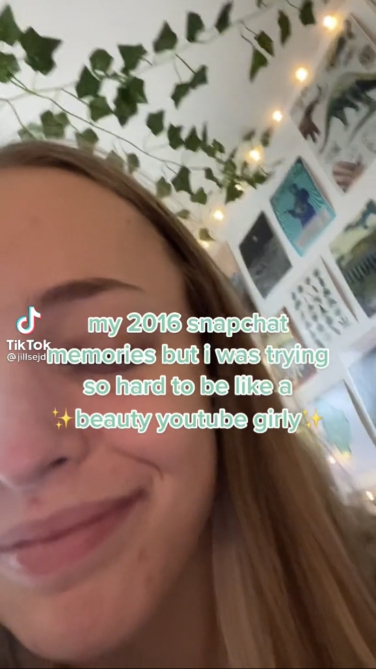 Example of the Snapchat memories trend on TikTok.