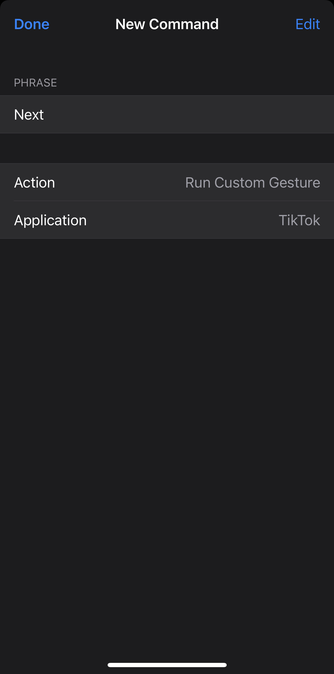 Screenshot of custom TikTok command 