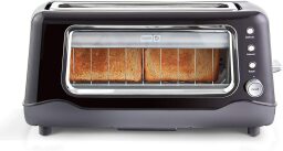 Black toaster with viewing window