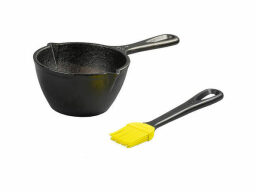 Black pot with yellow silicone brush
