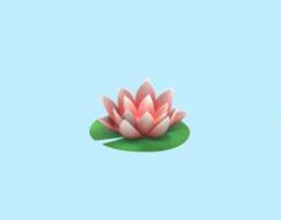 the pink and green lotus emoji on a light blue background