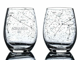 Astrology Wine Glasses (Aquarius/Set of 2) on a white background.