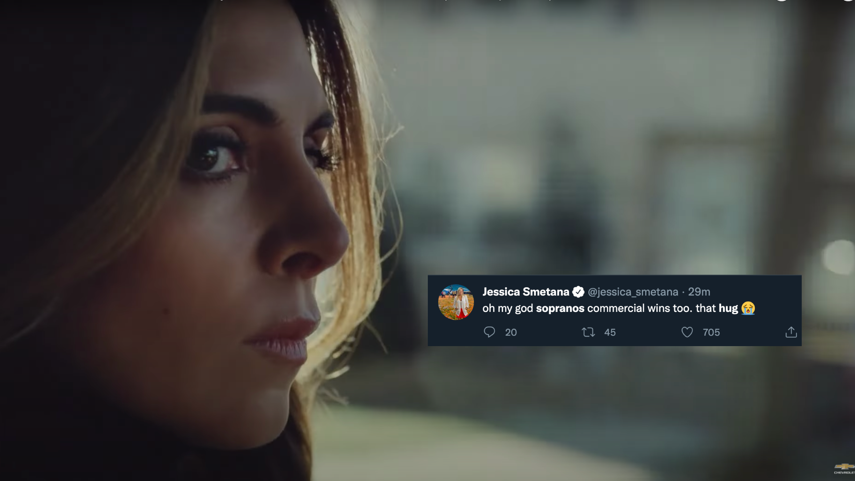 sopranos commercial and screenshot of tweet