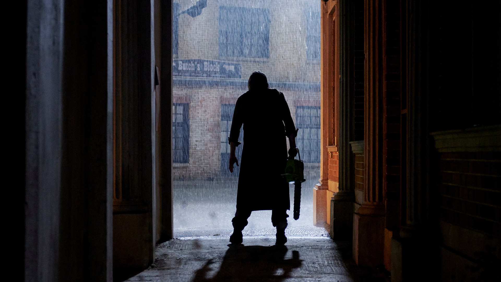 The silhouette of Leatherface in Netflix's